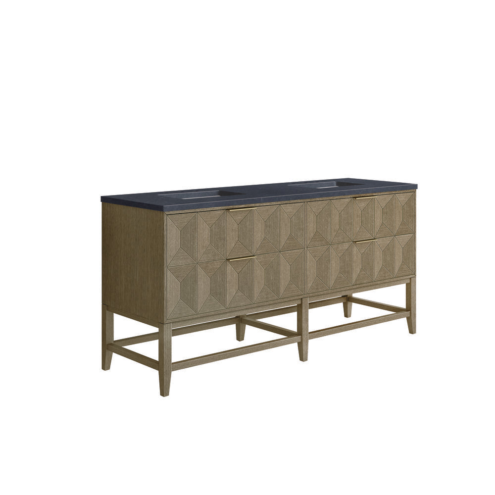 James Martin - Emmeline 72" Double Vanity, Pebble Oak w/ 3 CM Charcoal Soapstone Top - D100-V72-PBO-3CSP view 7