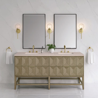 James Martin - Emmeline 72" Double Vanity, Pebble Oak w/ 3 CM Eternal Marfil Top - D100-V72-PBO-3EMR view 3