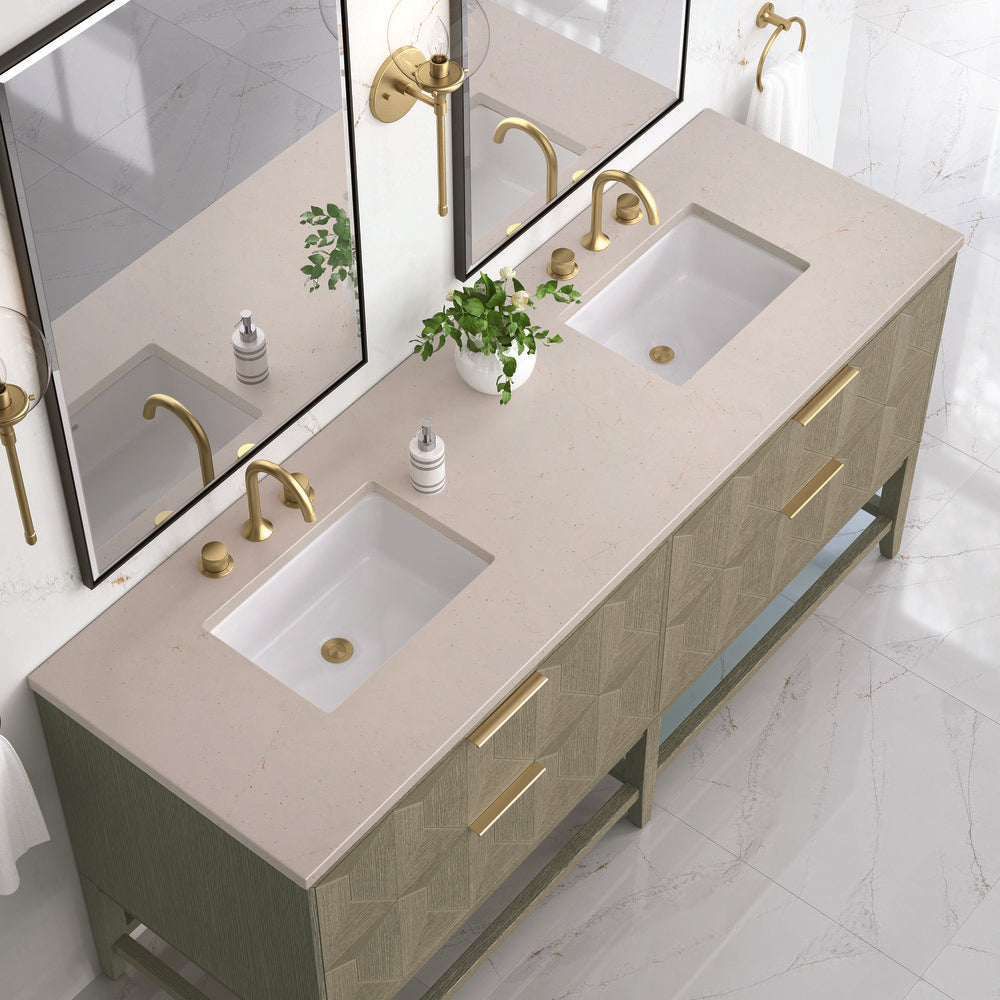 James Martin - Emmeline 72" Double Vanity, Pebble Oak w/ 3 CM Eternal Marfil Top - D100-V72-PBO-3EMR view 6