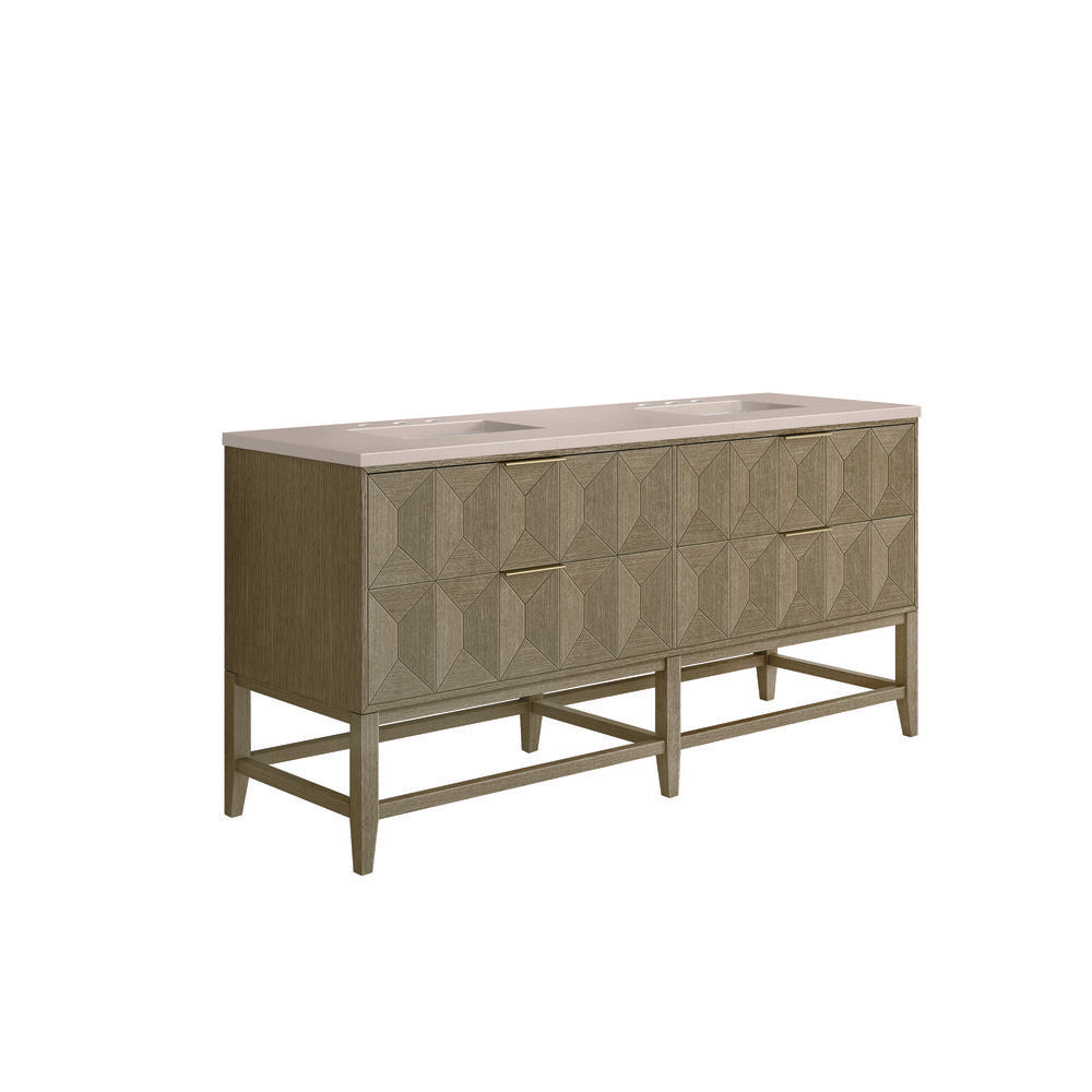 James Martin - Emmeline 72" Double Vanity, Pebble Oak w/ 3 CM Eternal Marfil Top - D100-V72-PBO-3EMR view 7