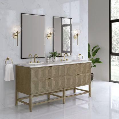 James Martin - Emmeline 72" Double Vanity, Pebble Oak w/ 3 CM Ethereal Noctis Top - D100-V72-PBO-3ENC view 4