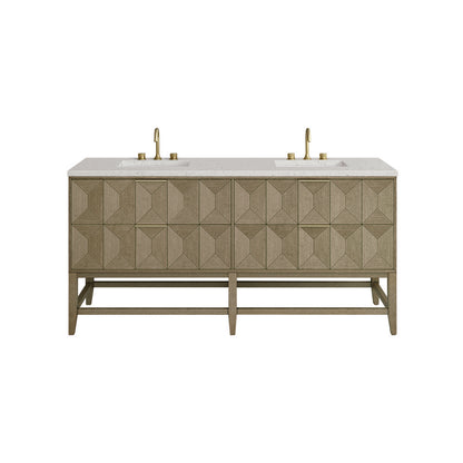 James Martin - Emmeline 72" Double Vanity, Pebble Oak w/ 3 CM Lime Delight Top - D100-V72-PBO-3LDL view 1