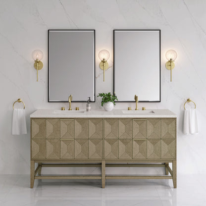 James Martin - Emmeline 72" Double Vanity, Pebble Oak w/ 3 CM Lime Delight Top - D100-V72-PBO-3LDL view 2