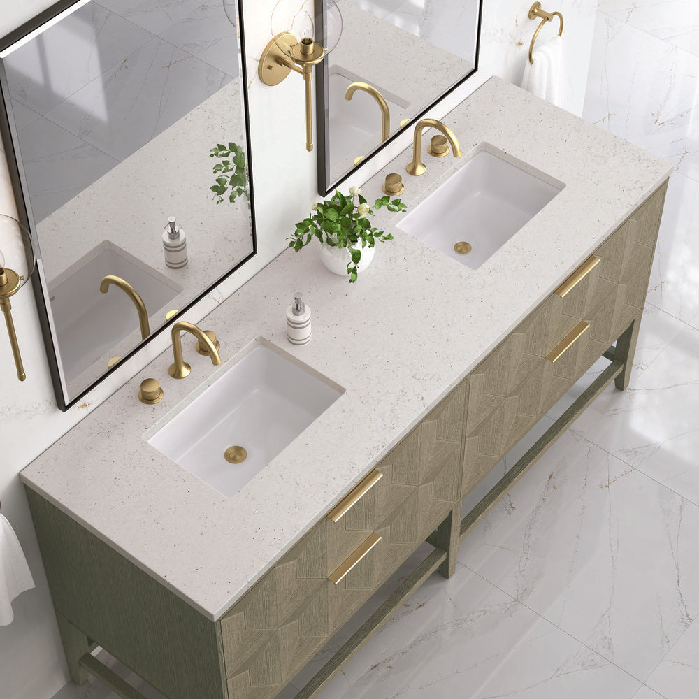 James Martin - Emmeline 72" Double Vanity, Pebble Oak w/ 3 CM Lime Delight Top - D100-V72-PBO-3LDL view 5
