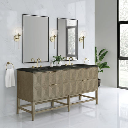 James Martin - Emmeline 72" Double Vanity, Pebble Oak, w/ 3 CM Phantome Eclos Top - D100-V72-PBO-3PHT view 3