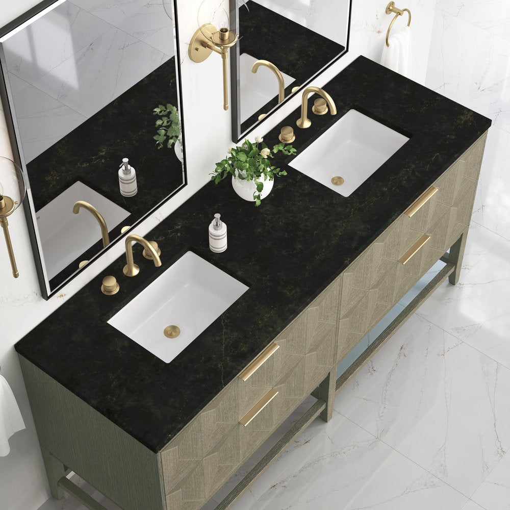 James Martin - Emmeline 72" Double Vanity, Pebble Oak, w/ 3 CM Phantome Eclos Top - D100-V72-PBO-3PHT view 5