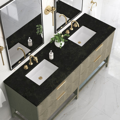 James Martin - Emmeline 72" Double Vanity, Pebble Oak, w/ 3 CM Phantome Eclos Top - D100-V72-PBO-3PHT view 5