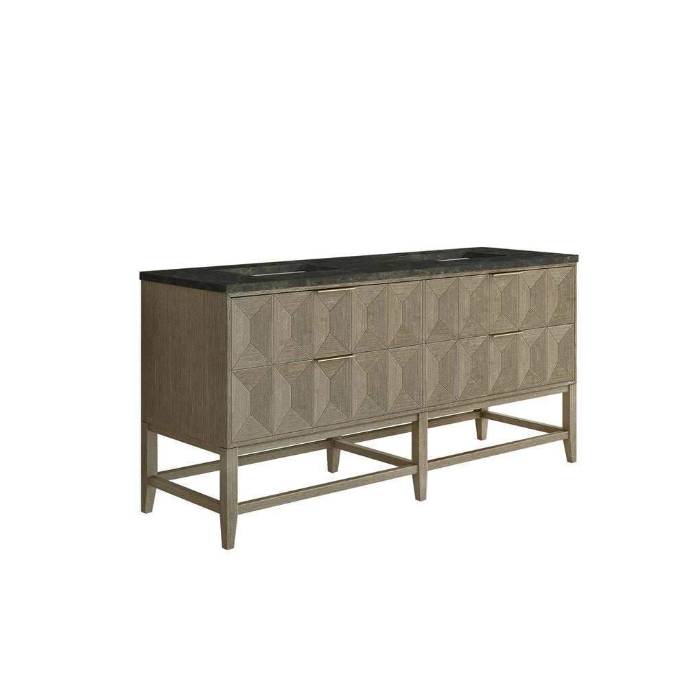 James Martin - Emmeline 72" Double Vanity, Pebble Oak, w/ 3 CM Phantome Eclos Top - D100-V72-PBO-3PHT view 6