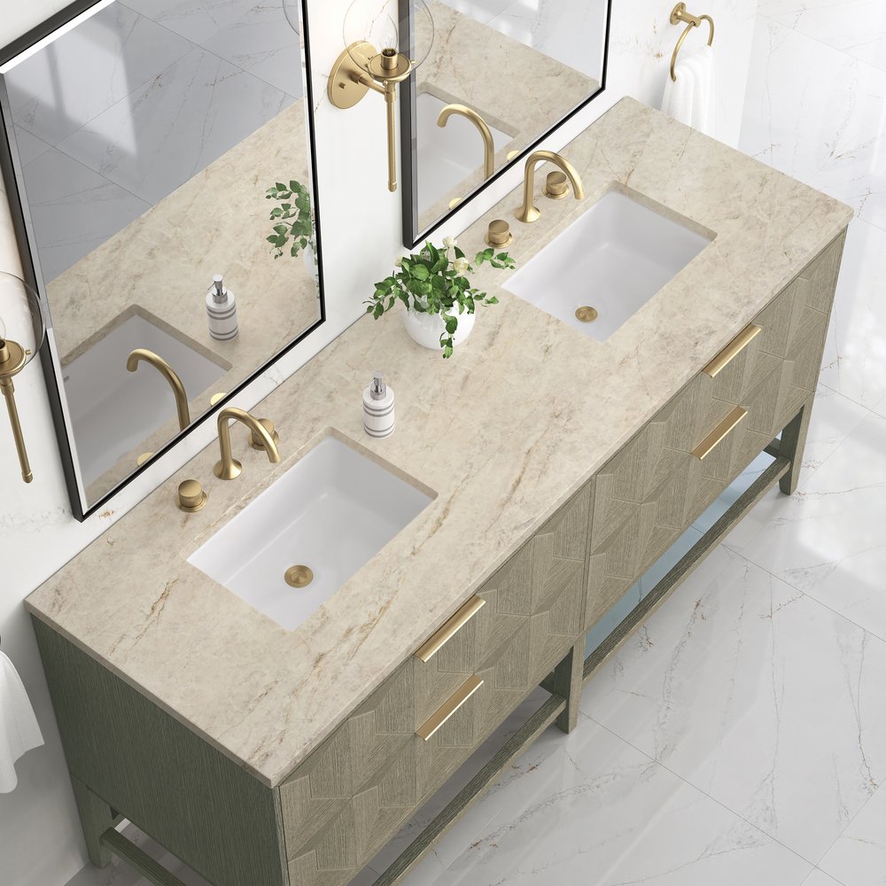 James Martin - Emmeline 72" Double Vanity, Pebble Oak, w/ 3 CM Tajnar Eclos Top - D100-V72-PBO-3TJR view 5