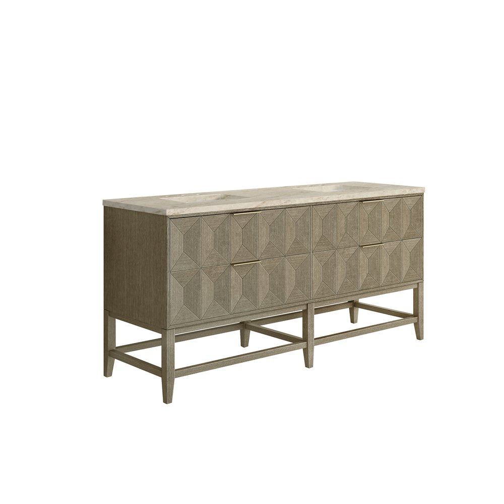 James Martin - Emmeline 72" Double Vanity, Pebble Oak, w/ 3 CM Tajnar Eclos Top - D100-V72-PBO-3TJR view 6