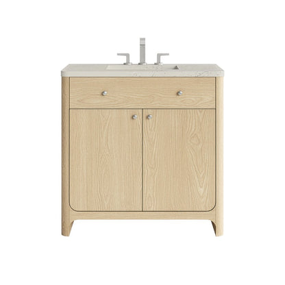 James Martin - Gracyn 36" Single Vanity, Coastal Driftwood, w/ 3 CM Siberian Silestone Widespread Top - D125-V36-CSD-WSFR view 1