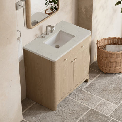 James Martin - Gracyn 36" Single Vanity, Coastal Driftwood, w/ 3 CM Siberian Silestone Widespread Top - D125-V36-CSD-WSFR view 5