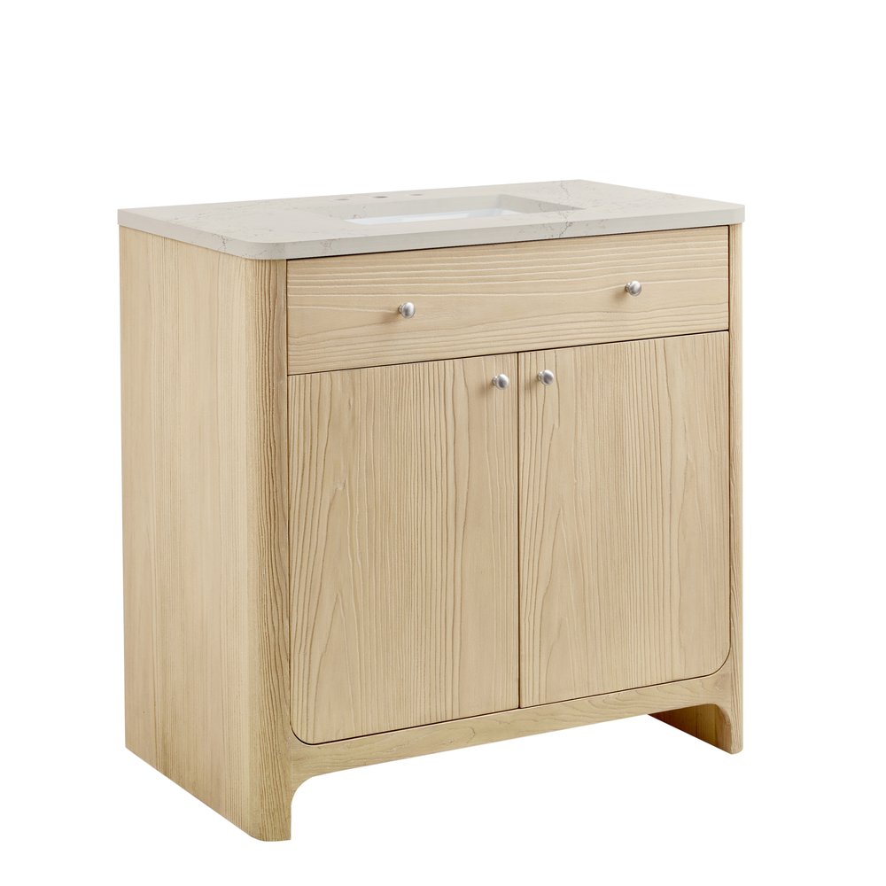 James Martin - Gracyn 36" Single Vanity, Coastal Driftwood, w/ 3 CM Siberian Silestone Widespread Top - D125-V36-CSD-WSFR view 6