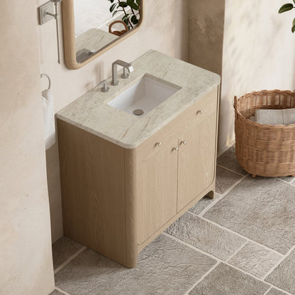 James Martin - Gracyn 36" Single Vanity, Coastal Driftwood, w/ 3 CM Tajnar Eclos Widespread Top - D125-V36-CSD-WTJR view 5