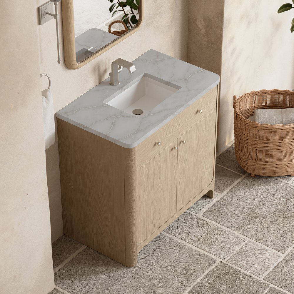 James Martin - Gracyn 36" Single Vanity, Coastal Driftwood, w/ 3 CM Victorian Silver Quartz Top - D125-V36-CSD-3VSL view 7