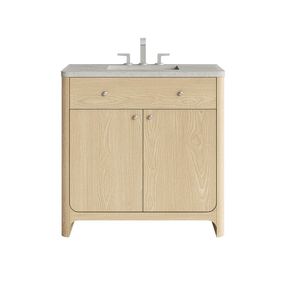 James Martin - Gracyn 36" Single Vanity, Coastal Driftwood, w/ 3 CM Victorian Silver Quartz Widespread Top - D125-V36-CSD-WVSL view 1