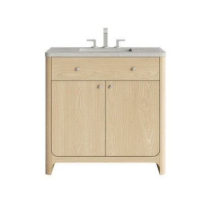James Martin - Gracyn 36" Single Vanity, Coastal Driftwood, w/ 3 CM Victorian Silver Quartz Widespread Top - D125-V36-CSD-WVSL view 1