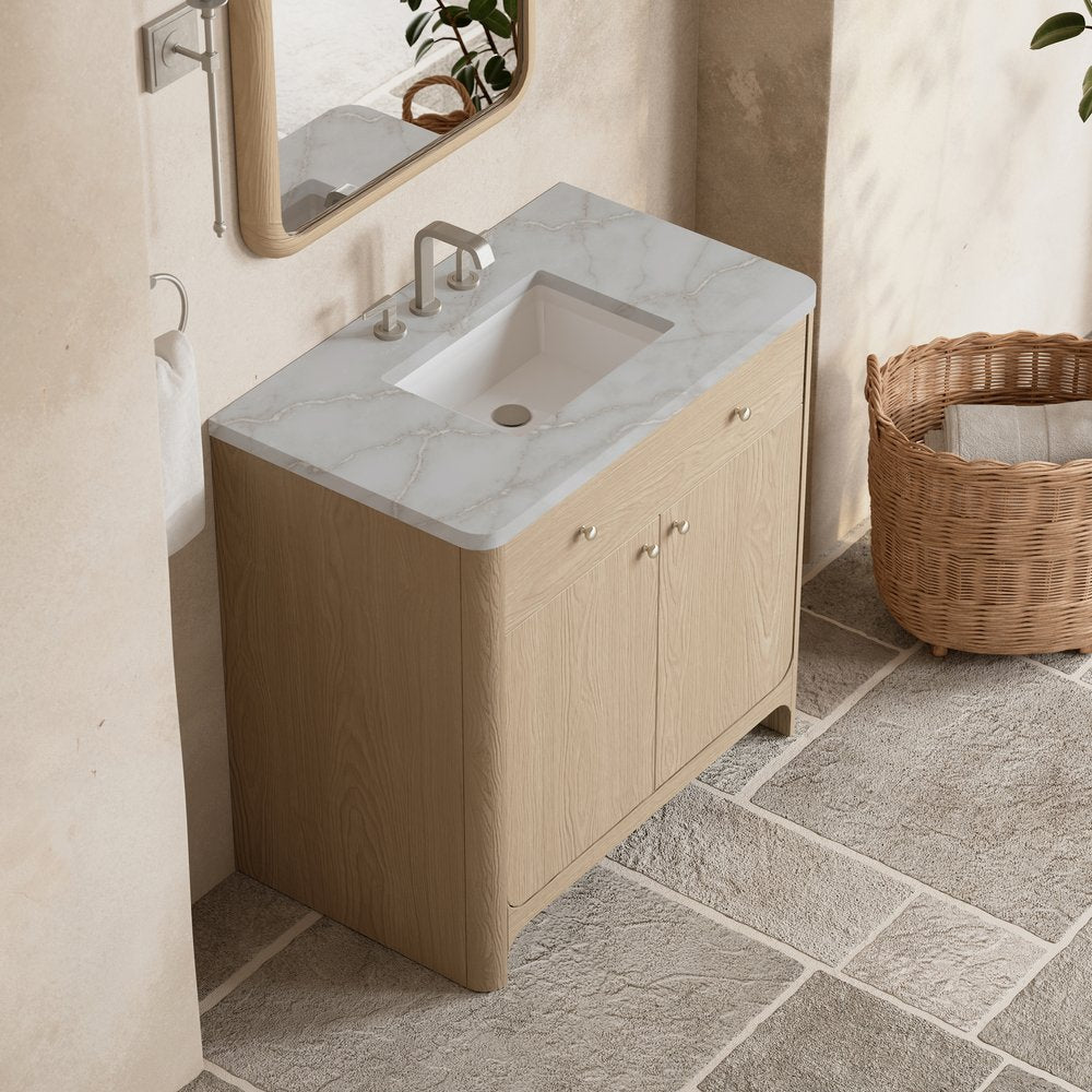 James Martin - Gracyn 36" Single Vanity, Coastal Driftwood, w/ 3 CM Victorian Silver Quartz Widespread Top - D125-V36-CSD-WVSL view 6