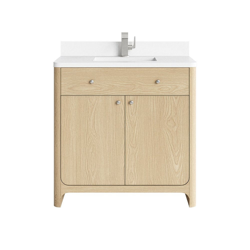 James Martin - Gracyn 36" Single Vanity, Coastal Driftwood, w/ 3 CM White Zeus Quartz Top - D125-V36-CSD-3WZ view 1