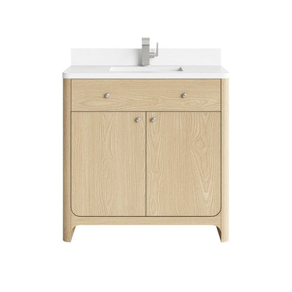 James Martin - Gracyn 36" Single Vanity, Coastal Driftwood, w/ 3 CM White Zeus Quartz Top - D125-V36-CSD-3WZ view 1