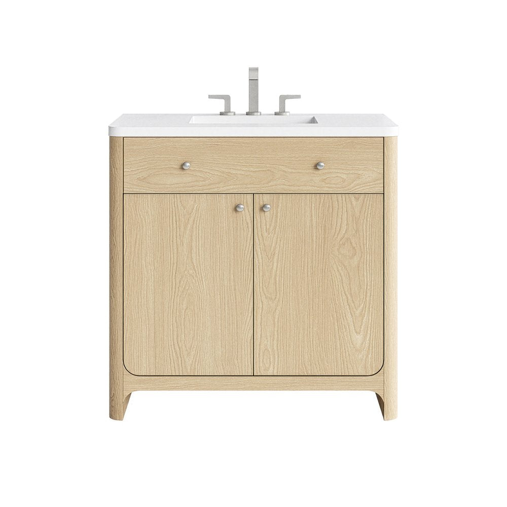 James Martin - Gracyn 36" Single Vanity, Coastal Driftwood, w/ 3 CM White Zeus Quartz Widespread Top - D125-V36-CSD-WWZ view 1
