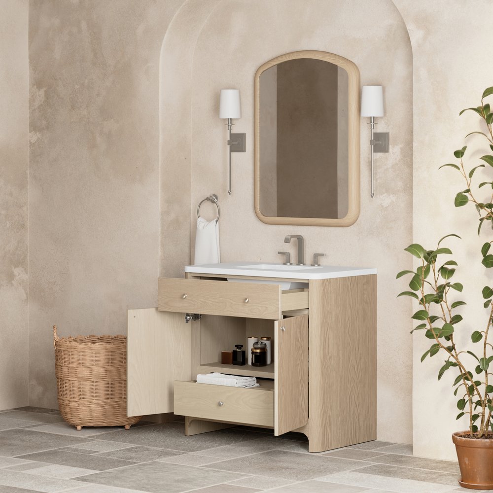 James Martin - Gracyn 36" Single Vanity, Coastal Driftwood, w/ 3 CM White Zeus Quartz Widespread Top - D125-V36-CSD-WWZ view 4