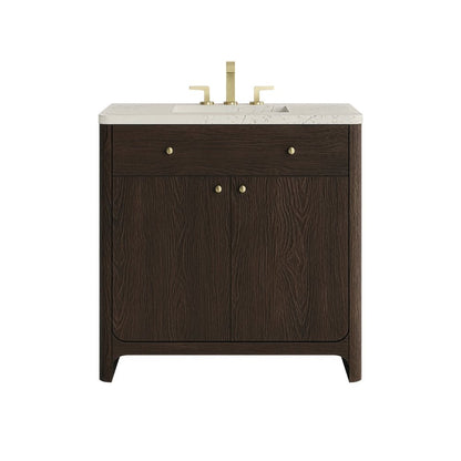 James Martin - Gracyn 36" Single Vanity, Sable, w/ 3 CM Siberian Silestone Widespread Top - D125-V36-SBL-WSFR view 1