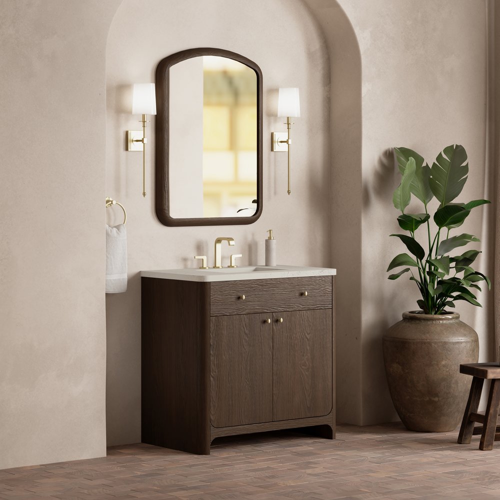James Martin - Gracyn 36" Single Vanity, Sable, w/ 3 CM Siberian Silestone Widespread Top - D125-V36-SBL-WSFR view 3
