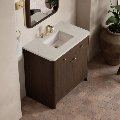 James Martin - Gracyn 36" Single Vanity, Sable, w/ 3 CM Siberian Silestone Widespread Top - D125-V36-SBL-WSFR view 5