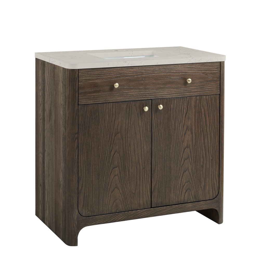 James Martin - Gracyn 36" Single Vanity, Sable, w/ 3 CM Siberian Silestone Widespread Top - D125-V36-SBL-WSFR view 6