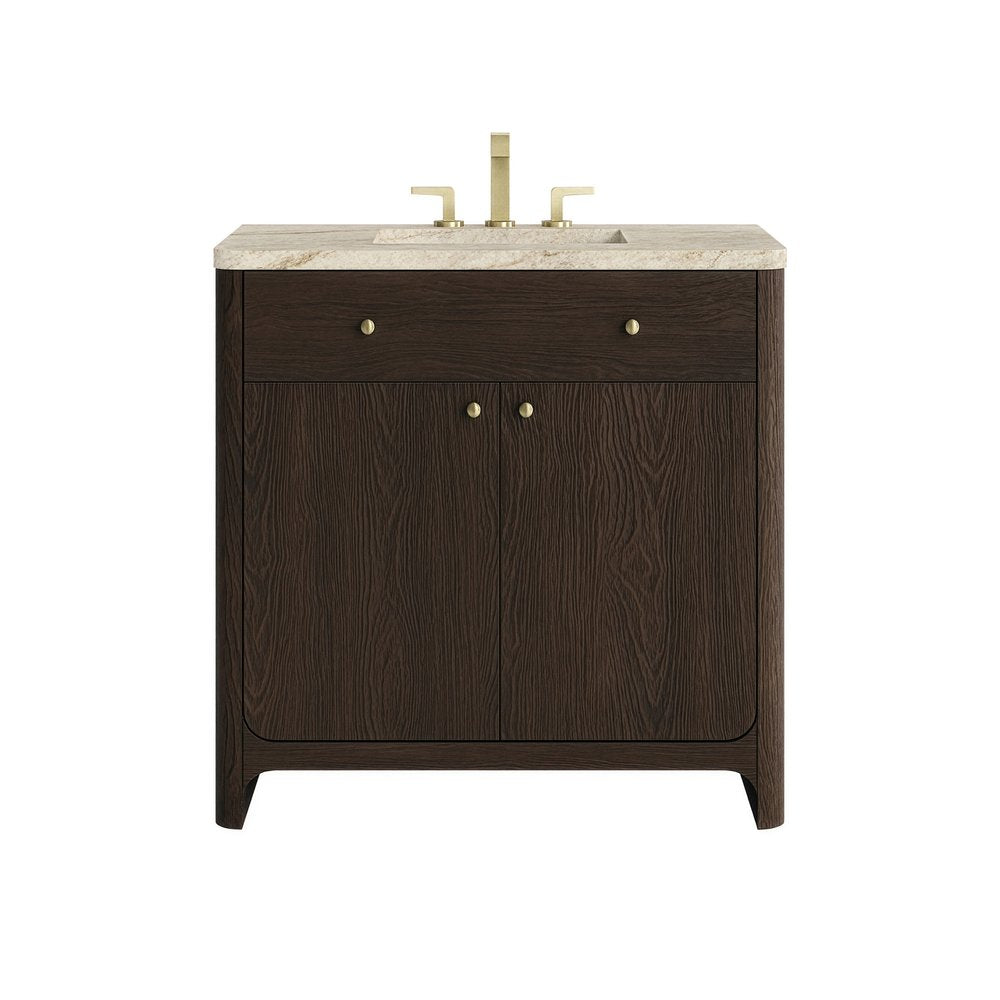 James Martin - Gracyn 36" Single Vanity, Sable, w/ 3 CM Tajnar Eclos Widespread Top - D125-V36-SBL-WTJR view 1