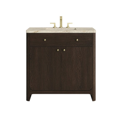 James Martin - Gracyn 36" Single Vanity, Sable, w/ 3 CM Tajnar Eclos Widespread Top - D125-V36-SBL-WTJR view 1
