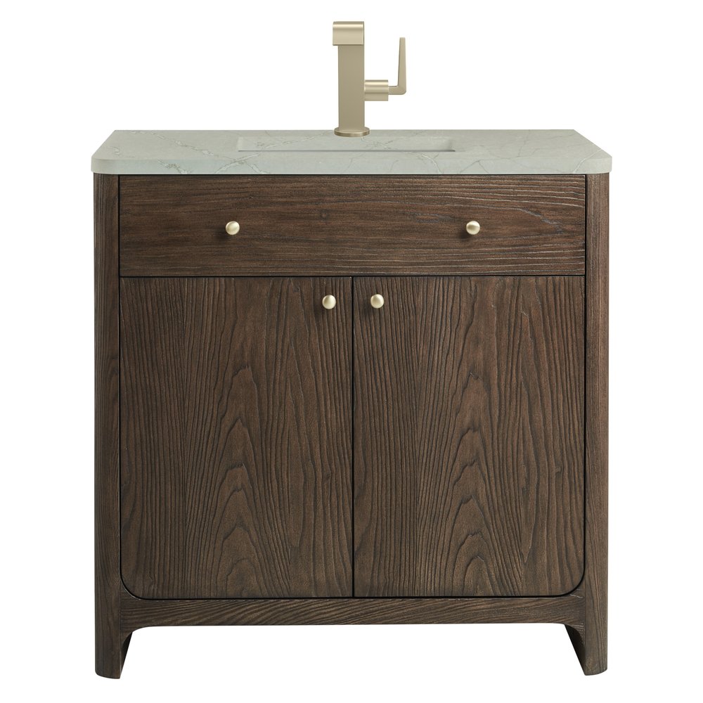 James Martin - Gracyn 36" Single Vanity, Sable, w/ 3 CM Victorian Silver Quartz Top - D125-V36-SBL-3VSL view 1
