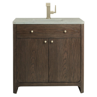 James Martin - Gracyn 36" Single Vanity, Sable, w/ 3 CM Victorian Silver Quartz Top - D125-V36-SBL-3VSL view 1