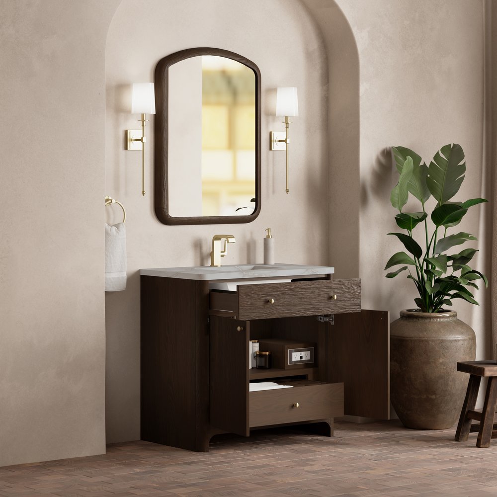 James Martin - Gracyn 36" Single Vanity, Sable, w/ 3 CM Victorian Silver Quartz Top - D125-V36-SBL-3VSL view 5
