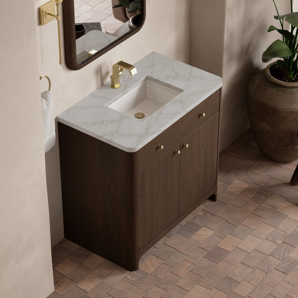 James Martin - Gracyn 36" Single Vanity, Sable, w/ 3 CM Victorian Silver Quartz Top - D125-V36-SBL-3VSL view 7