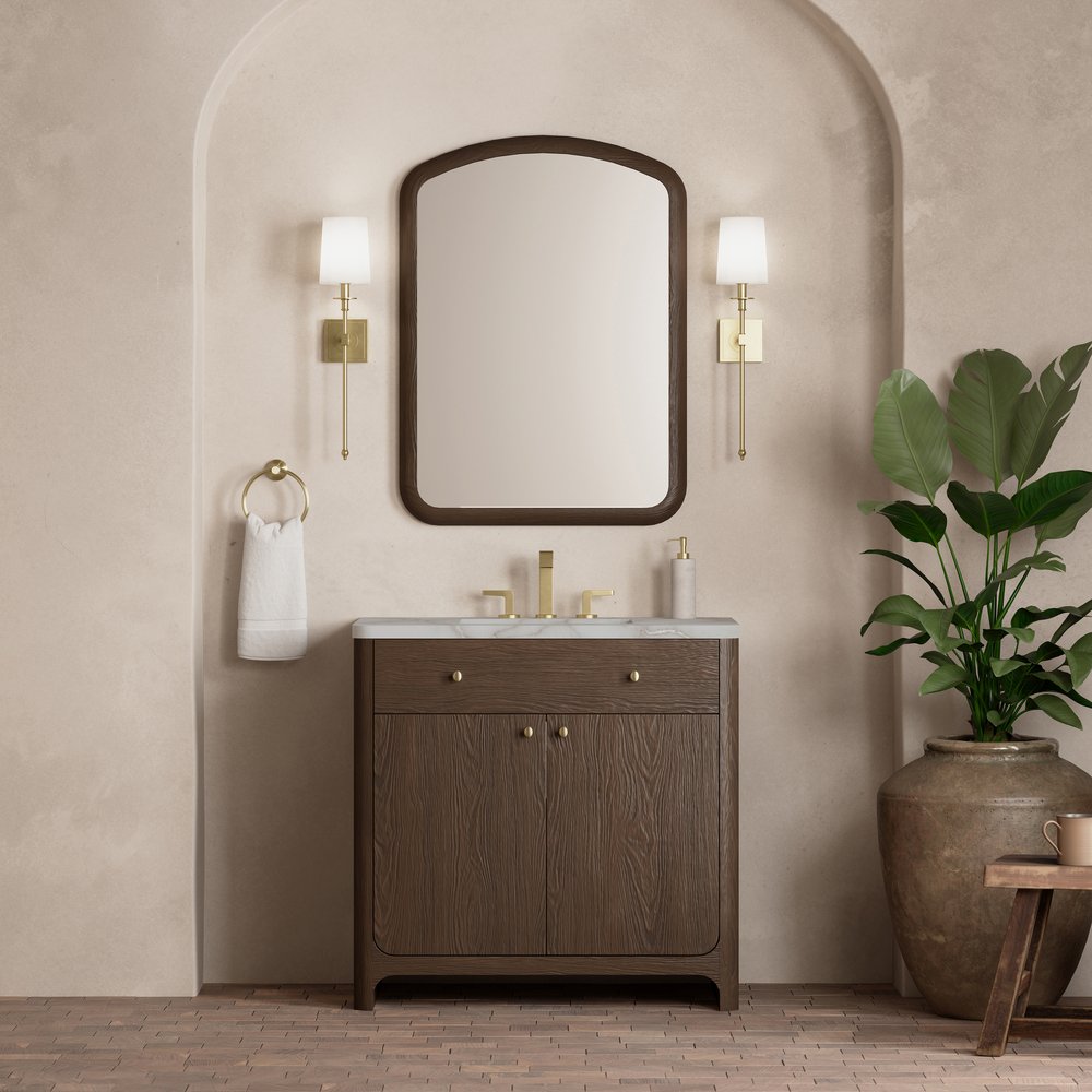 James Martin - Gracyn 36" Single Vanity, Sable, w/ 3 CM Victorian Silver Quartz Widespread Top - D125-V36-SBL-WVSL view 2
