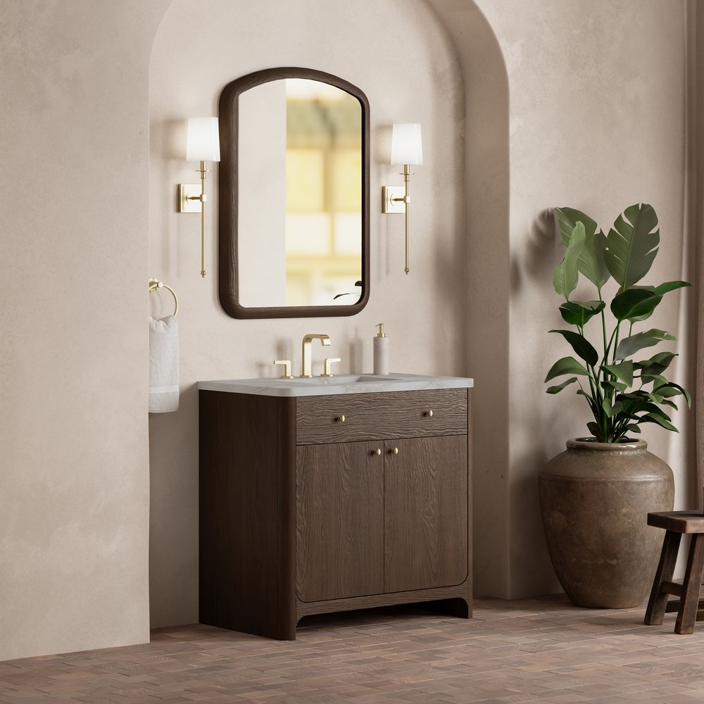 James Martin - Gracyn 36" Single Vanity, Sable, w/ 3 CM Victorian Silver Quartz Widespread Top - D125-V36-SBL-WVSL view 3