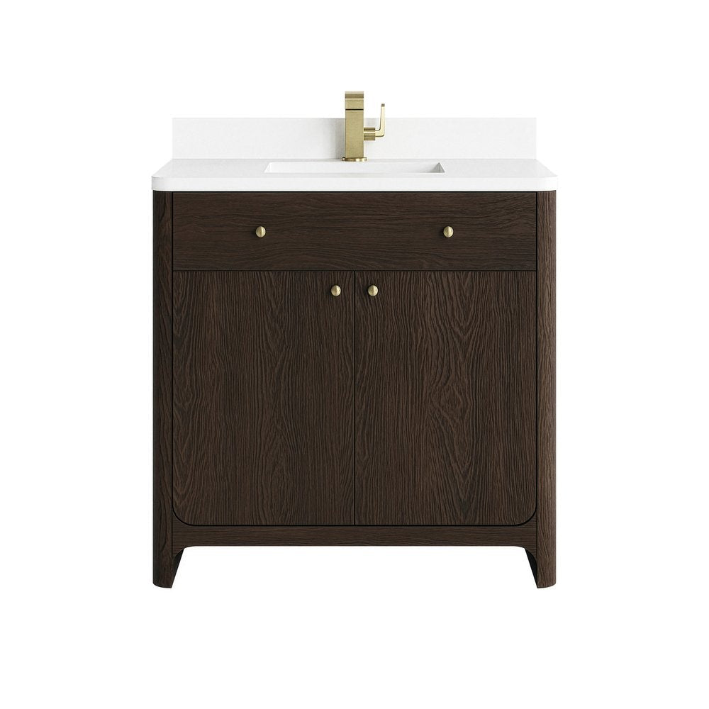 James Martin - Gracyn 36" Single Vanity, Sable, w/ 3 CM White Zeus Quartz Top - D125-V36-SBL-3WZ view 1