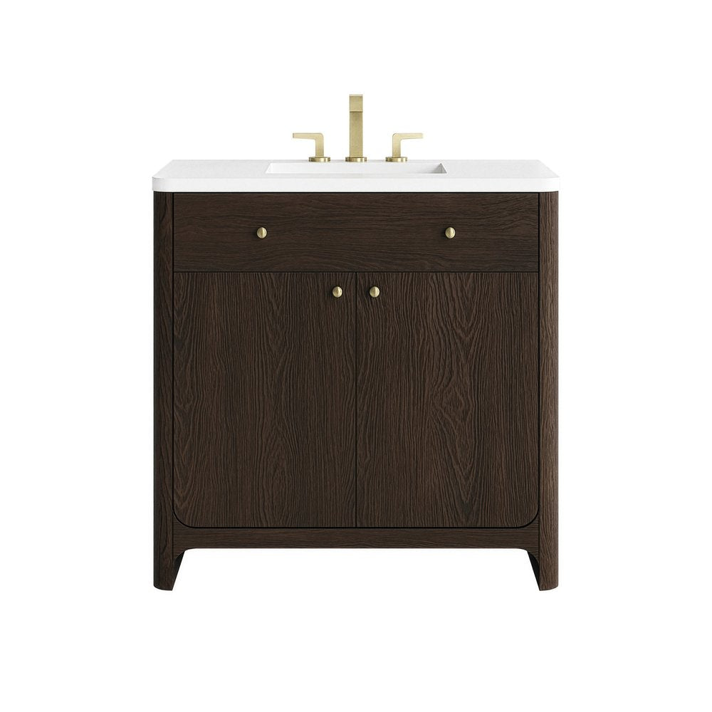 James Martin - Gracyn 36" Single Vanity, Sable, w/ 3 CM White Zeus Quartz Widespread Top - D125-V36-SBL-WWZ view 1