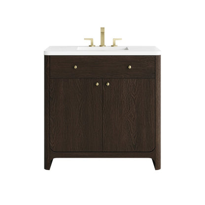 James Martin - Gracyn 36" Single Vanity, Sable, w/ 3 CM White Zeus Quartz Widespread Top - D125-V36-SBL-WWZ view 1