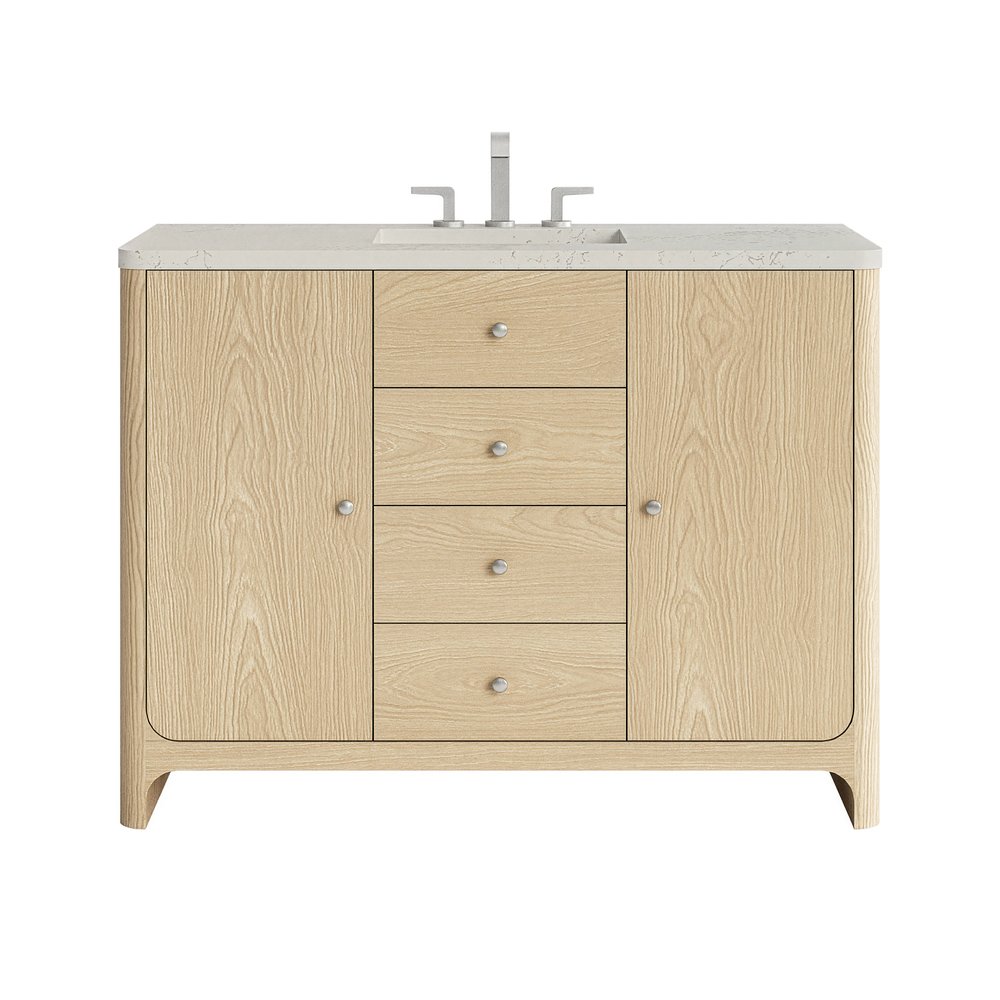 James Martin - Gracyn 48" Single Vanity, Coastal Driftwood, w/ 3 CM Siberian Silestone Widespread Top - D125-V48-CSD-WSFR view 1