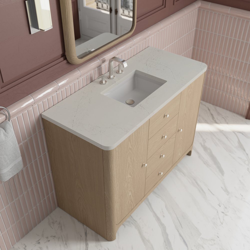 James Martin - Gracyn 48" Single Vanity, Coastal Driftwood, w/ 3 CM Siberian Silestone Widespread Top - D125-V48-CSD-WSFR view 5
