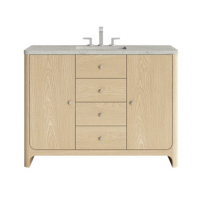 James Martin - Gracyn 48" Single Vanity, Coastal Driftwood, w/ 3 CM Victorian Silver Quartz Widespread Top - D125-V48-CSD-WVSL view 1