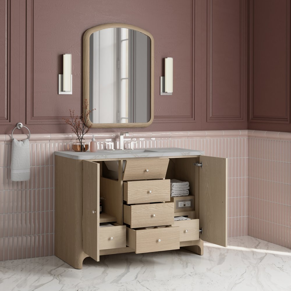 James Martin - Gracyn 48" Single Vanity, Coastal Driftwood, w/ 3 CM Victorian Silver Quartz Widespread Top - D125-V48-CSD-WVSL view 4