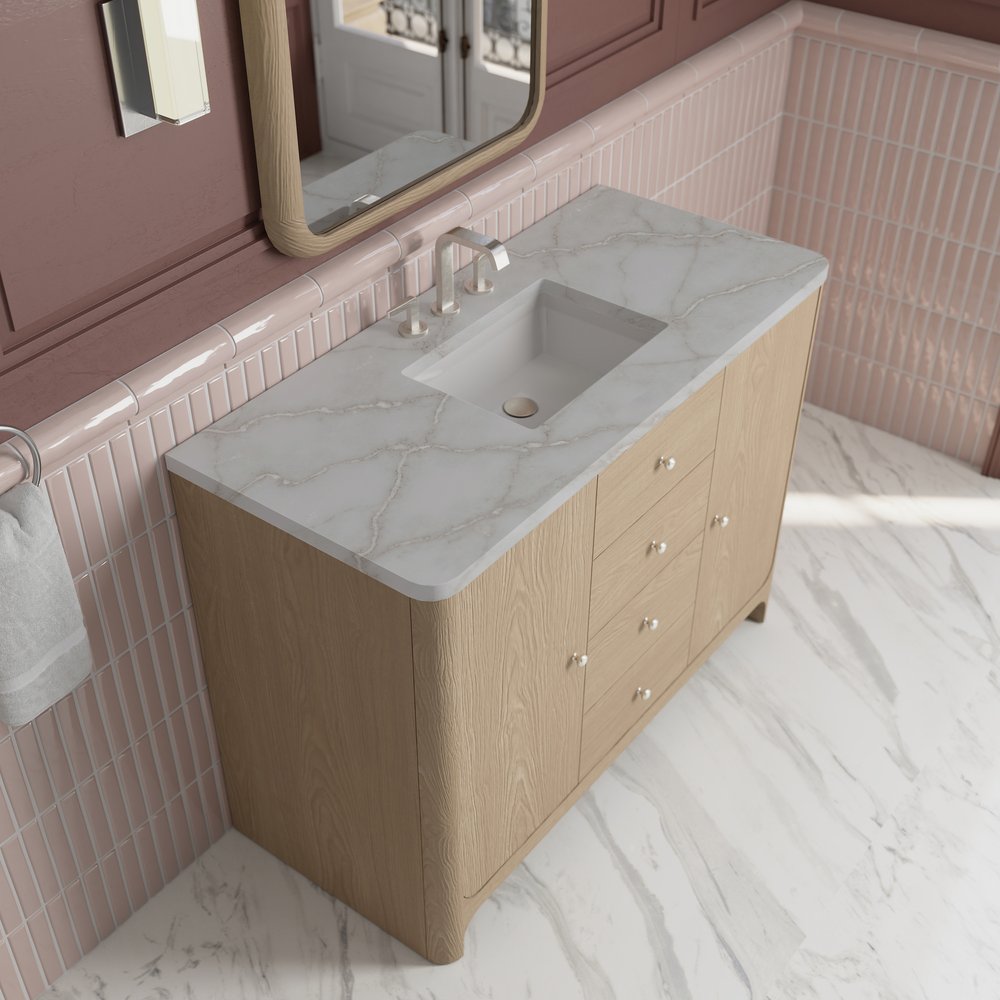 James Martin - Gracyn 48" Single Vanity, Coastal Driftwood, w/ 3 CM Victorian Silver Quartz Widespread Top - D125-V48-CSD-WVSL view 6