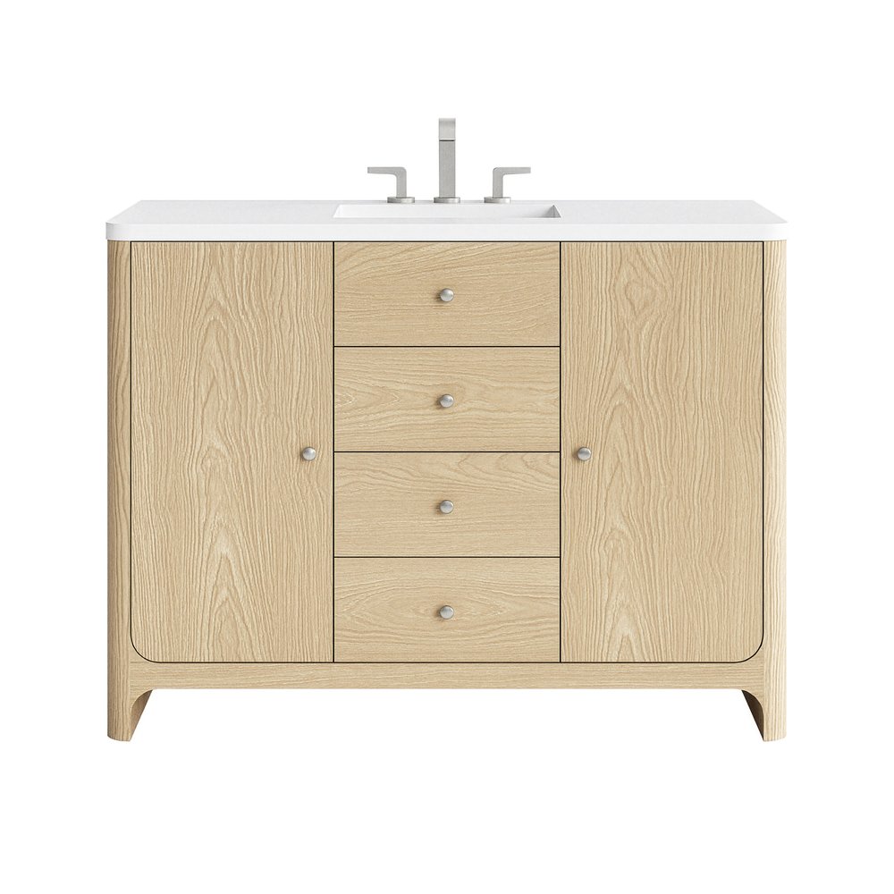 James Martin - Gracyn 48" Single Vanity, Coastal Driftwood, w/ 3 CM White Zeus Quartz Widespread Top - D125-V48-CSD-WWZ view 1