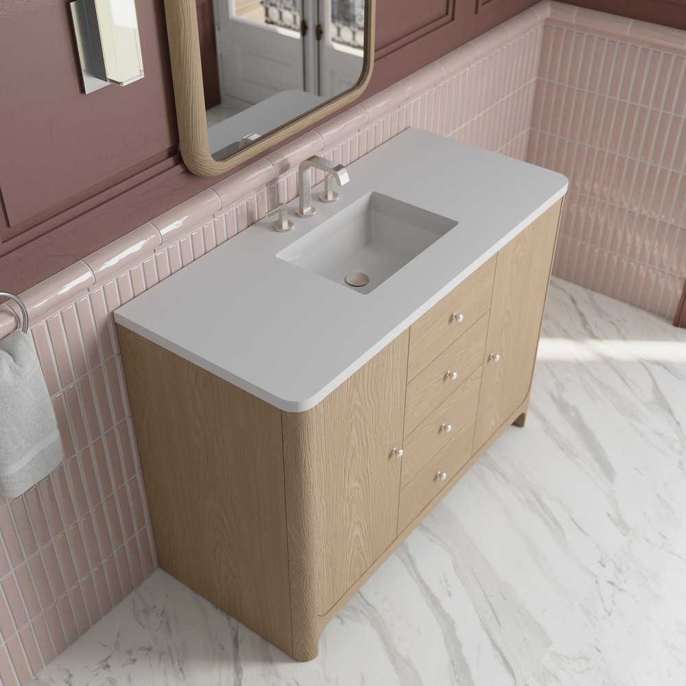 James Martin - Gracyn 48" Single Vanity, Coastal Driftwood, w/ 3 CM White Zeus Quartz Widespread Top - D125-V48-CSD-WWZ view 6