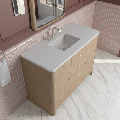 James Martin - Gracyn 48" Single Vanity, Coastal Driftwood, w/ 3 CM White Zeus Quartz Widespread Top - D125-V48-CSD-WWZ view 6