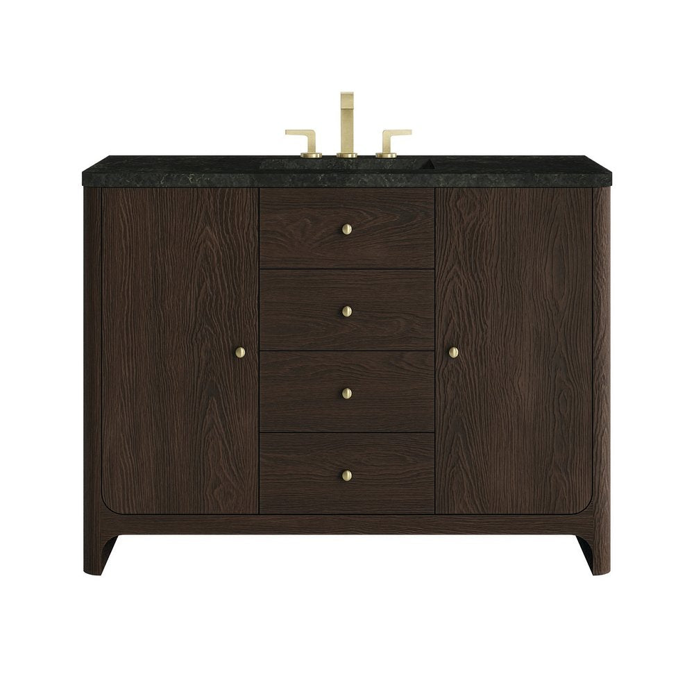 James Martin - Gracyn 48" Single Vanity, Sable, w/ 3 CM Phantome Eclos Widespread Top - D125-V48-SBL-WPHT view 1